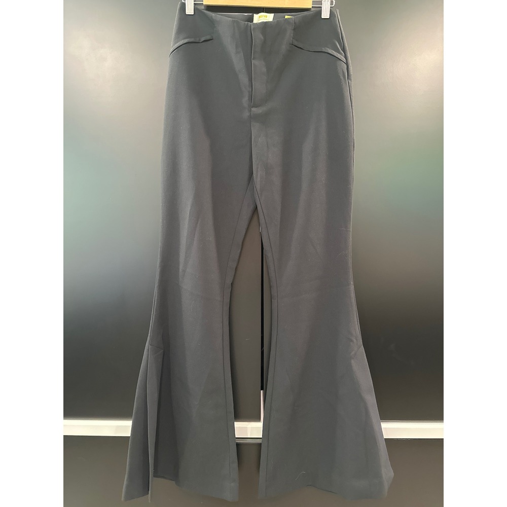 Maeve Anthropologie‎ Black Super Flare Pants Side Slit Size 6